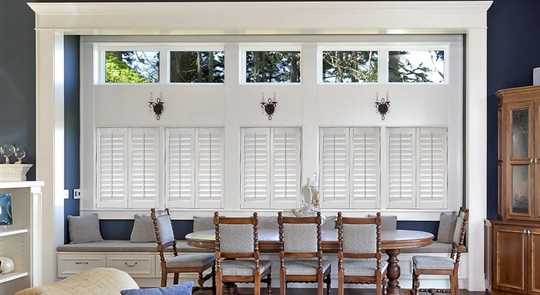 Cincinnati dining room with Studio plantation shutters.